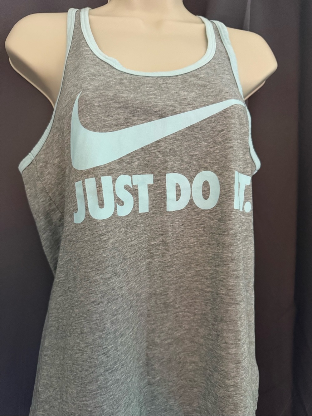 Nike Women’s Gray Active Tank Top Light Blue Logo